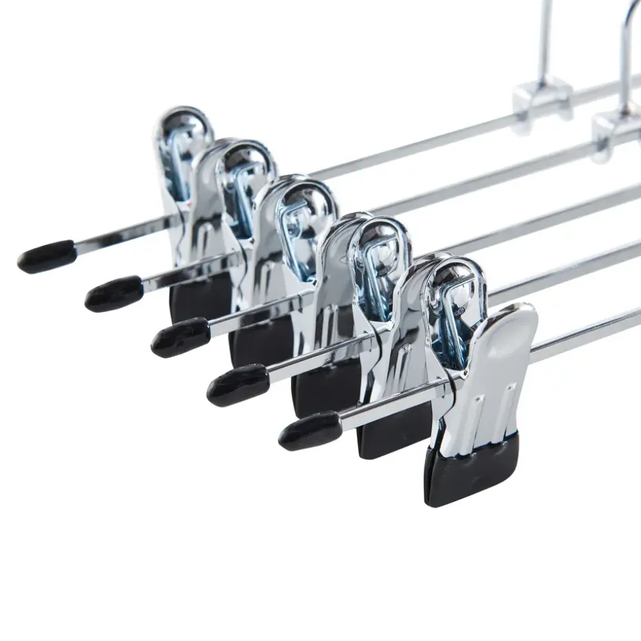 20 Stuks Broekhangers met Knijpers- Stevige Kleding Hangers Zilver en Zwart