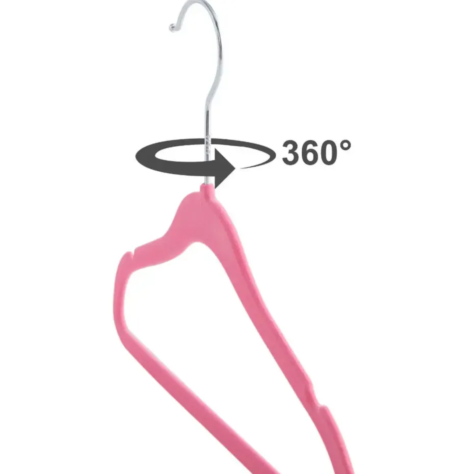 20 Stuks Kinder Kledinghangers - Fluweel - Roze