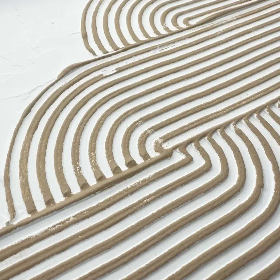 Abstracte wanddecoratie set met structuur Taupe bogen - 40 x 30cm