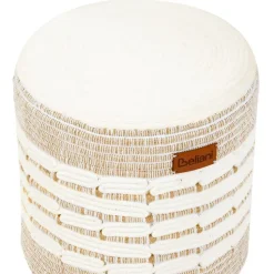 ABTIN - Poef - Wit/Beige - Jute