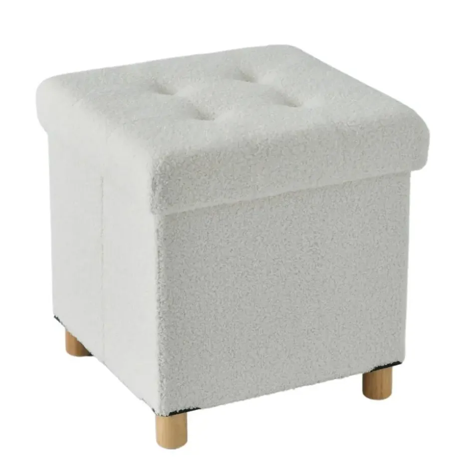 ACAZA Poef met Opbergruimte - Poef met pootjes - 40x37x37cm - Wit