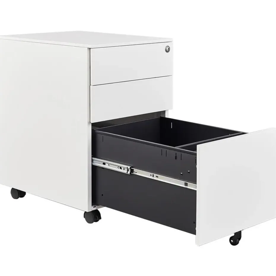 Afsluitbaar ladeblok / bureaukast 39x60 cm - 3 lades - Wit