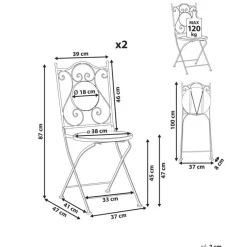 AGGIUS - Set van 2 tuinstoelen - Zwart - IJzer
