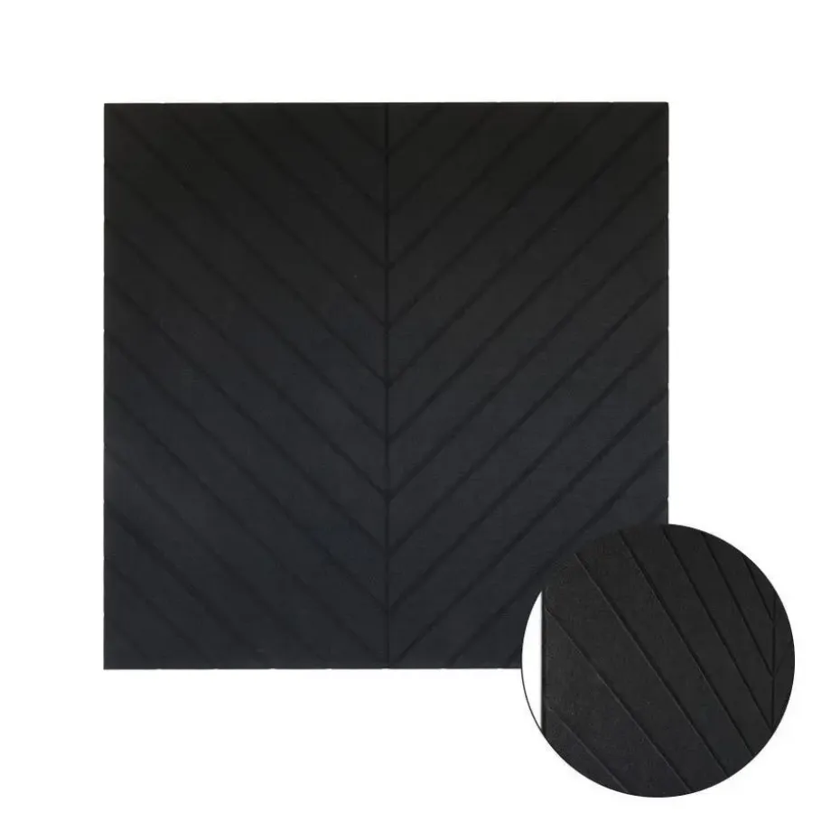 Akoestisch wandpaneel PET-vilt - 100x100cm - Visgraat motief Zwart