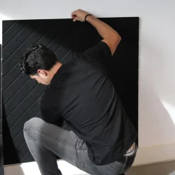 Akoestisch wandpaneel PET-vilt - 100x100cm - Visgraat motief Zwart