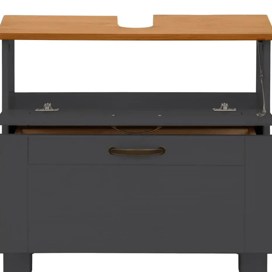 Alby - Wastafelonderkast 60 cm met 1 klep 1 lade in antraciet