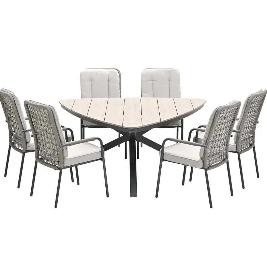 Aleria tuinset 7-delig - Tulli triangle tafel 170 cm