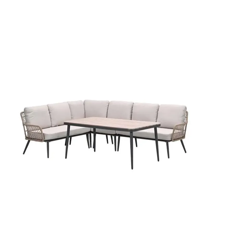 Allasio lounge-dining hoekset - 5-dlg. - c.black - desert sand - VW