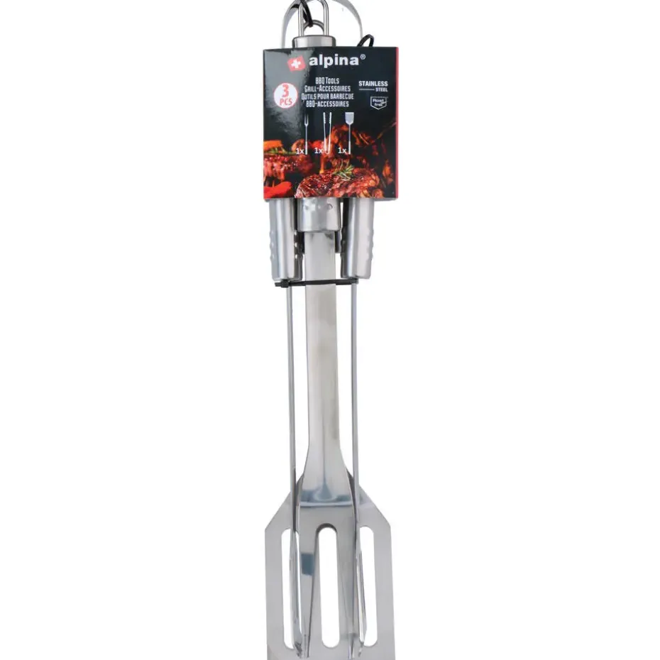 Alpina BBQ tools - 3-delige gereedschapset - RVS