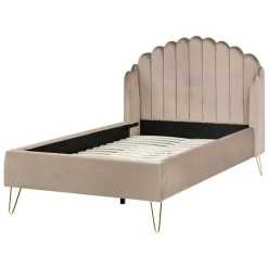 AMBILLOU - Bed - Taupe - 120 x 200 cm - Fluweel