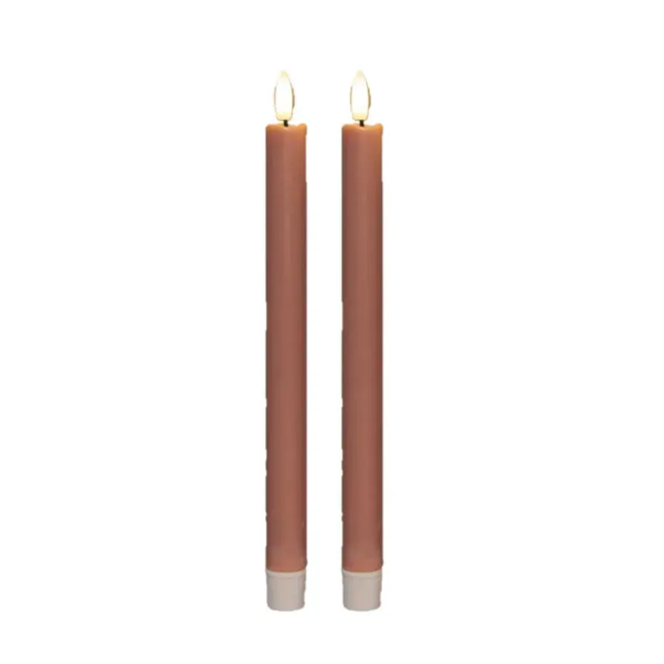 Anna Collection Led dinerkaarsen - 2x - roze - 25 cm - 3D vlam
