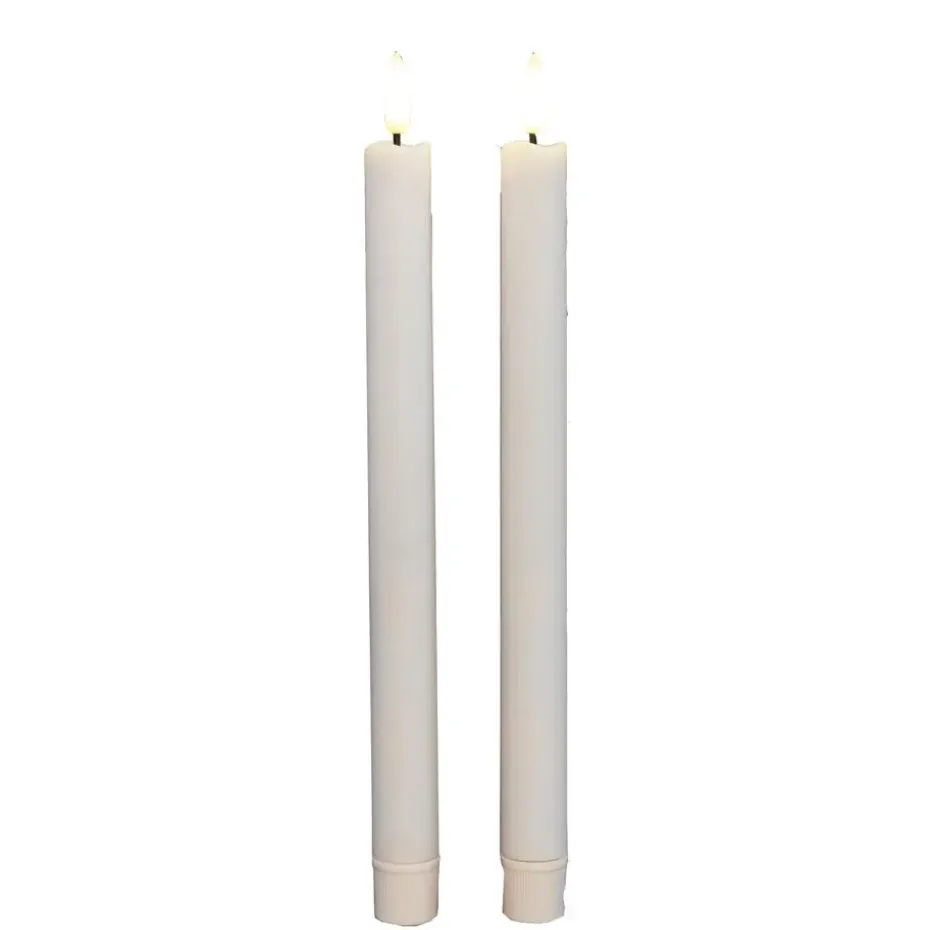Anna Collection Led dinerkaarsen - 2x - wit - 25 cm - 3D vlam