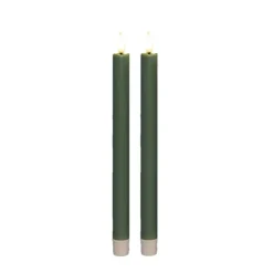 Anna Collection Led dinerkaarsen - 2x - groen - 25 cm - 3D vlam