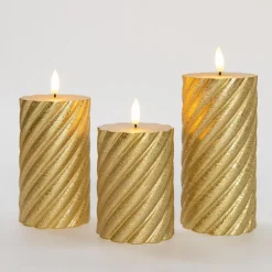 Anna Collection LED kaarsen - 3x - goud -swirl -afstandsbediening