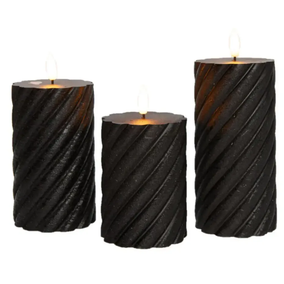 Anna Collection LED kaarsen - 3x - zwart -swirl -afstandsbediening