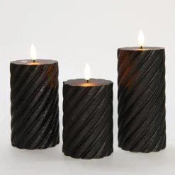 Anna Collection LED kaarsen - 3x - zwart -swirl -afstandsbediening
