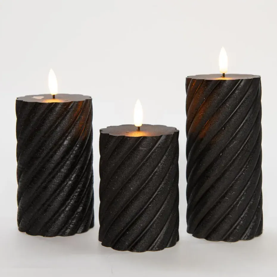 Anna Collection LED kaarsen - 3x - zwart -swirl -afstandsbediening