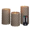Anna Collection LED kaarsen - 3x - taupe grijs -swirl
