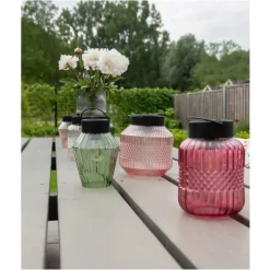 Anna Collection Tuin lantaarn Julia - Solar - zwart - D16 x H16 cm