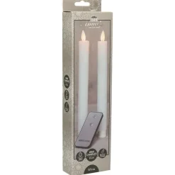 Anna's Collection Dinerkaarsen - wit - 2 stuks - LED - 23 cm