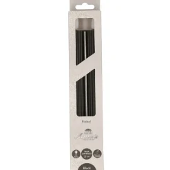 Anna's Collection Led dinerkaarsen - 2x st - zwart - ribbel - 23 cm