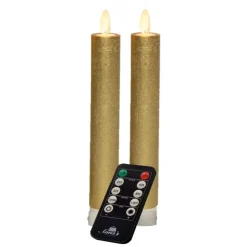 Anna's Collection LED dinerkaarsen - 2x - goud - 18 cm