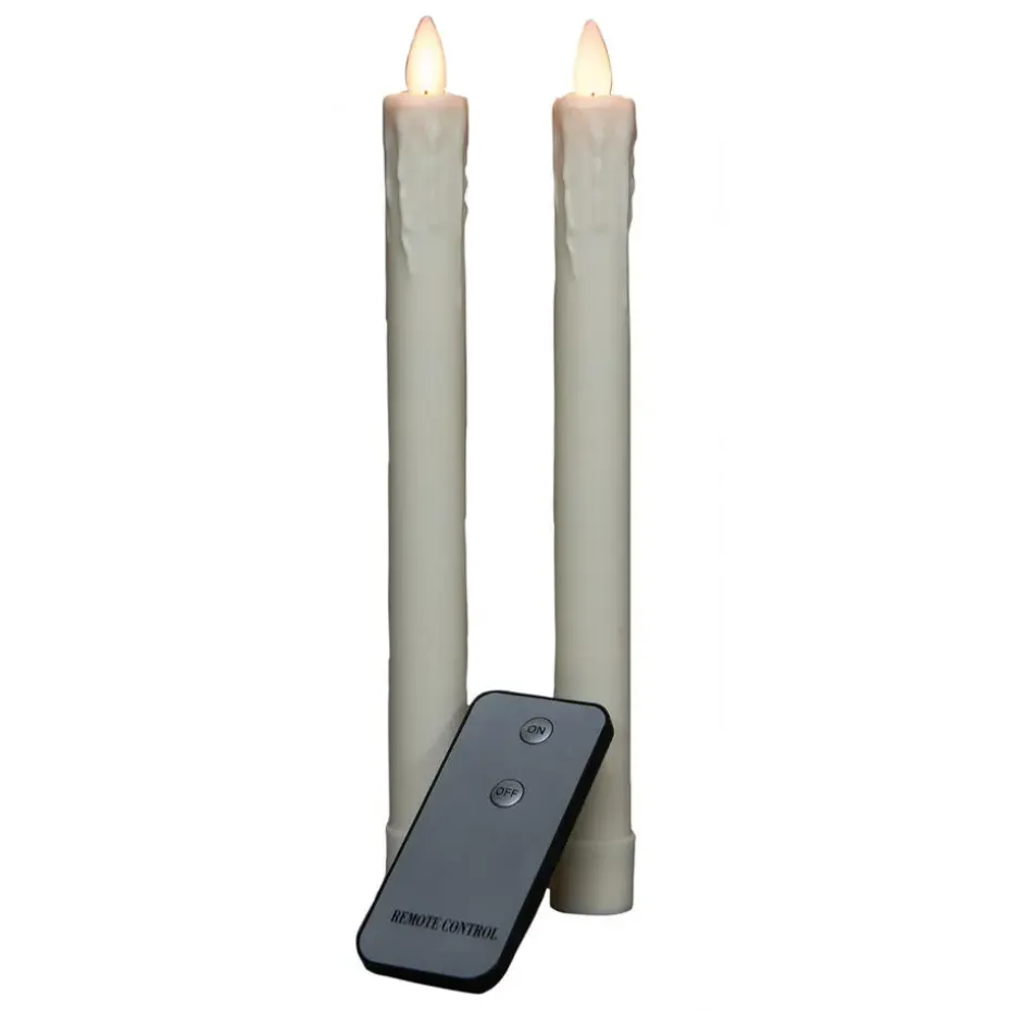 Anna's Collection LED Dinerkaarsen - 2x stuks - ivoor - 24 cm