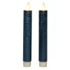 Anna's Collection LED dinerkaarsen - 2x - metallic blauw - 18 cm