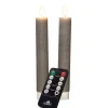 Anna's Collection LED dinerkaarsen - 2x st - taupe grijs - 18 cm
