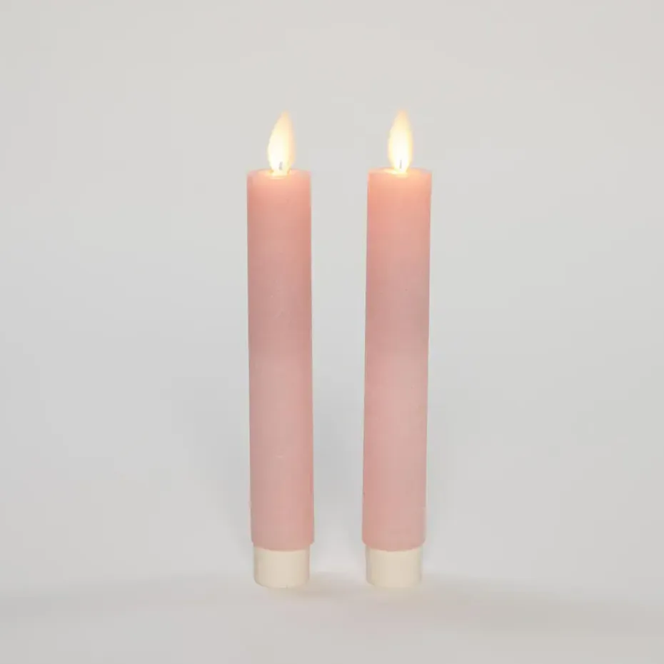 Anna's Collection LED dinerkaarsen - 2x st - lichtroze - 18 cm