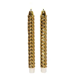Anna's Collection LED dinerkaarsen - 2x -goud - 25 cm - swirl