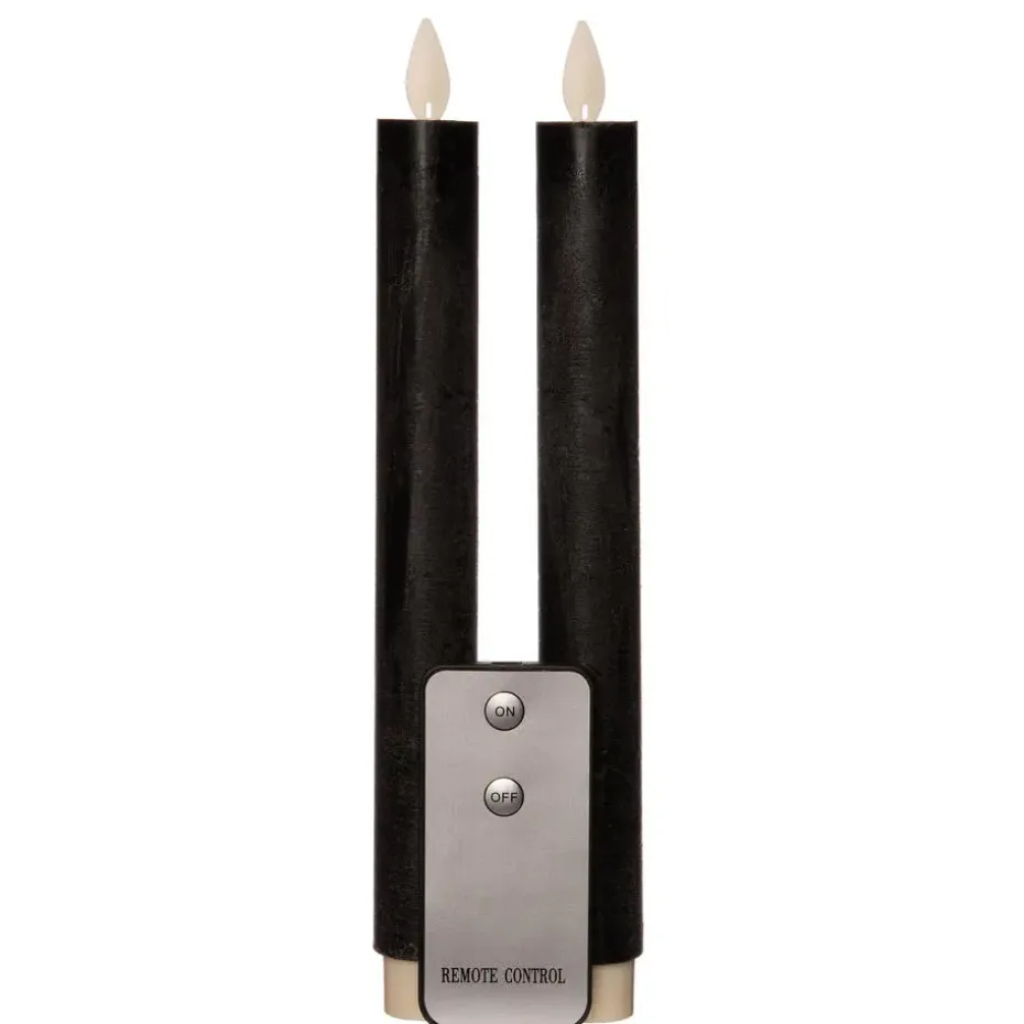 Anna's Collection LED dinerkaarsen - zwart - 2x - 23 cm