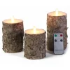 Anna's Collection Stompkaarsen - 3 stuks - berkenhout - LED