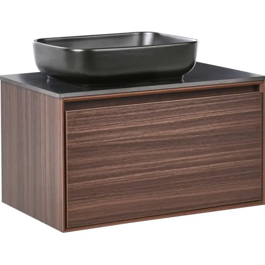 ARICA - Badkamermeubel met wastafel - Donkerbruin - 80 cm - MDF
