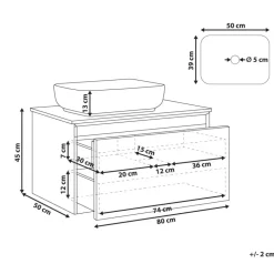 ARICA - Badkamermeubel met wastafel - Donkerbruin - 80 cm - MDF