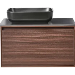 ARICA - Badkamermeubel met wastafel - Donkerbruin - 80 cm - MDF