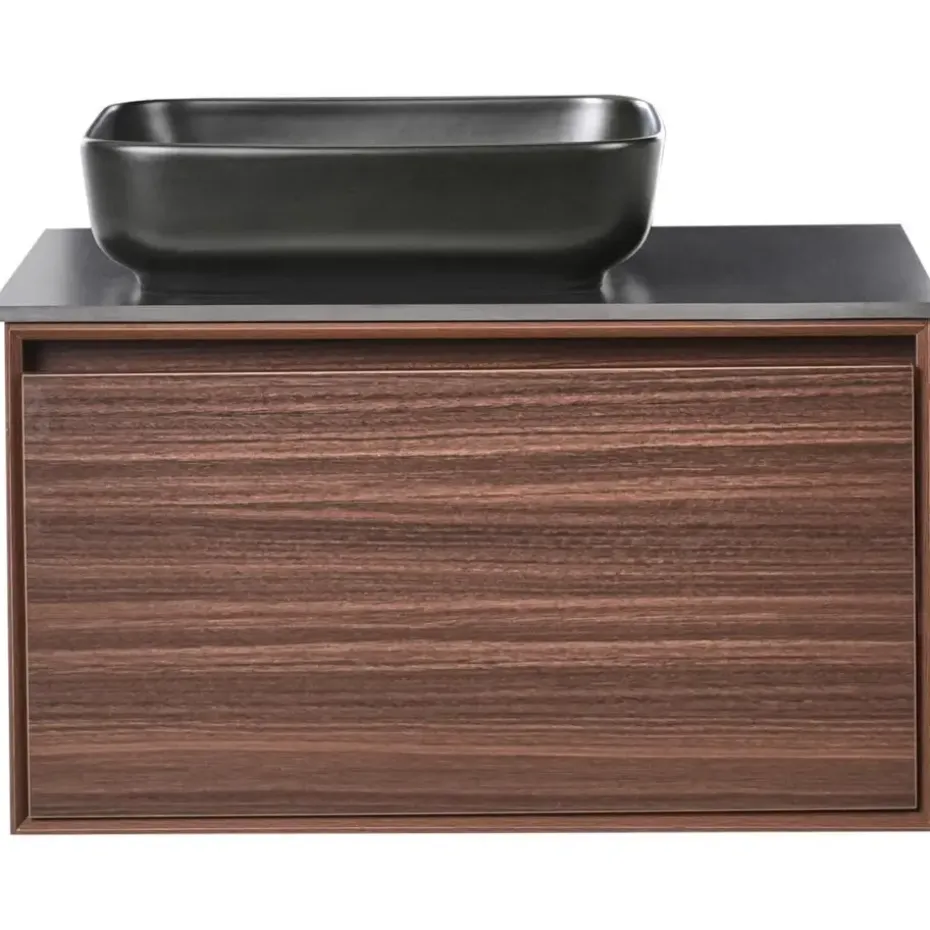 ARICA - Badkamermeubel met wastafel - Donkerbruin - 80 cm - MDF