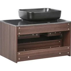 ARICA - Badkamermeubel met wastafel - Donkerbruin - 80 cm - MDF