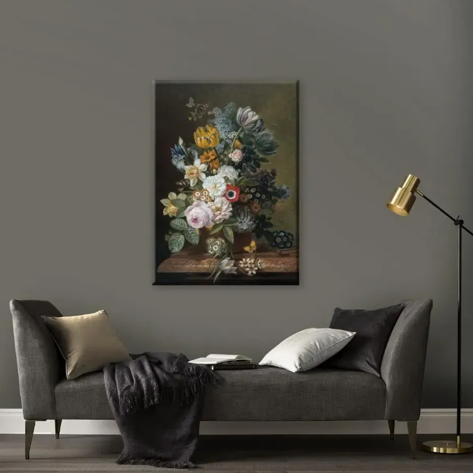 Art for the Home - Canvas - Stilleven met bloemen - 70x100 cm