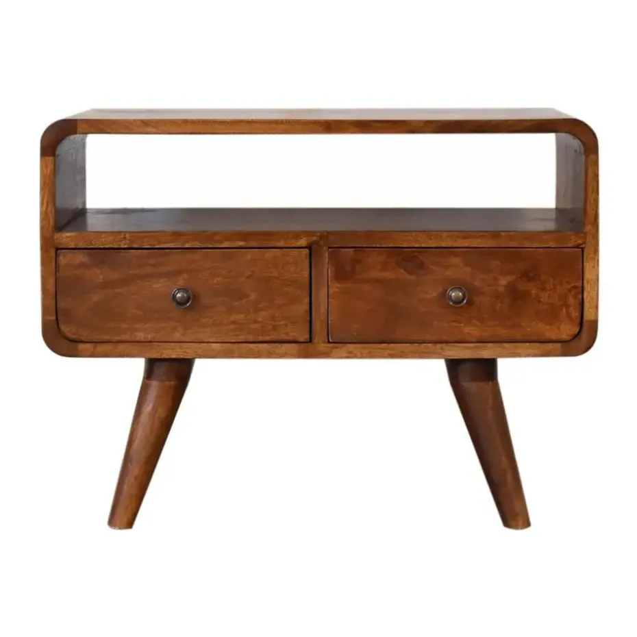 Artisan Furniture Solid hout Kastanje Gebogen TV meubel