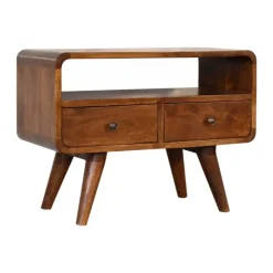Artisan Furniture Solid hout Kastanje Gebogen TV meubel