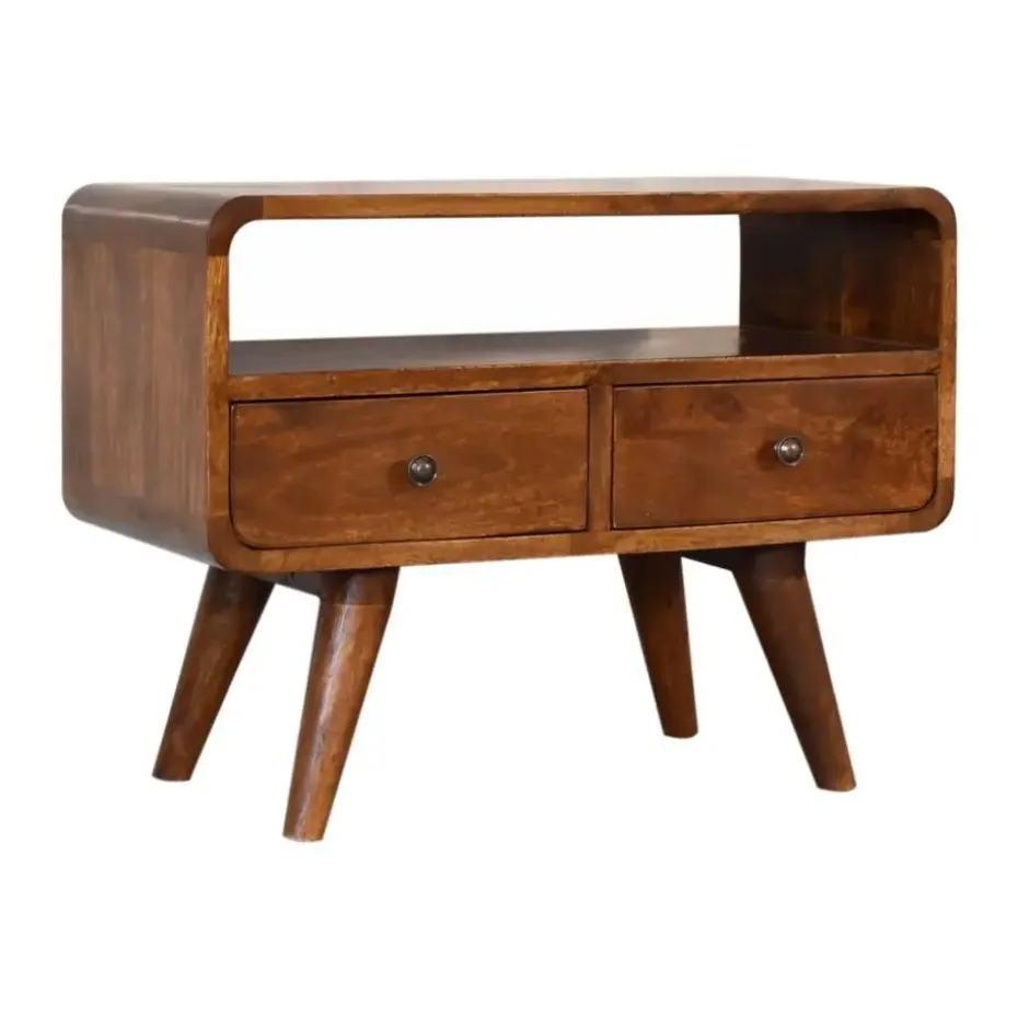 Artisan Furniture Solid hout Kastanje Gebogen TV meubel