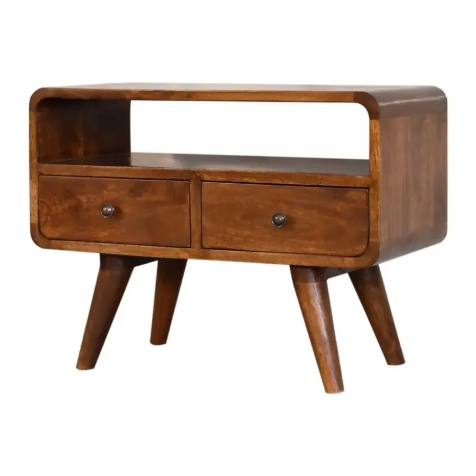 Artisan Furniture Solid hout Kastanje Gebogen TV meubel