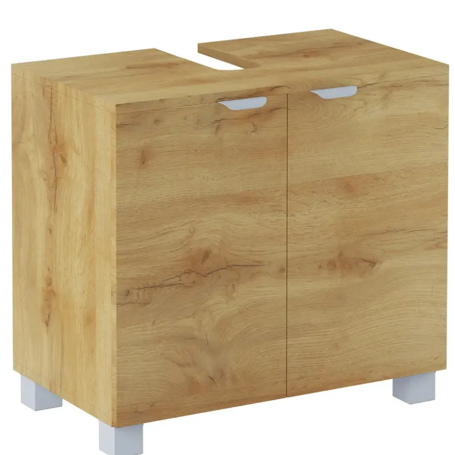 Atlas - Wastafelonderkast 60 cm met 2 deuren in eikenoptik
