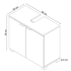 Atlas - Wastafelonderkast 60 cm met 2 deuren in eikenoptik