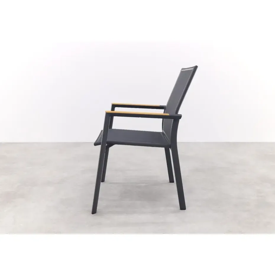 Atmos stapelbare tuinstoel - Antraciet/Teak