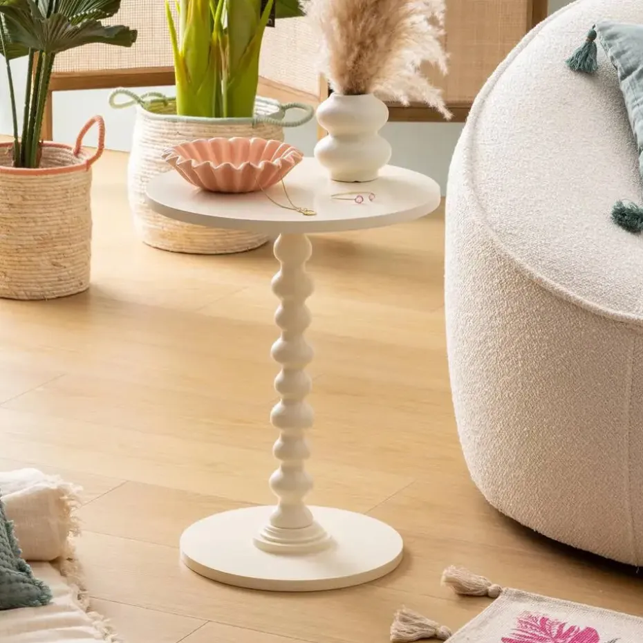 Atmosphera Bijzettafel/salontafel Alexa - ivoor - MDF hout - rond
