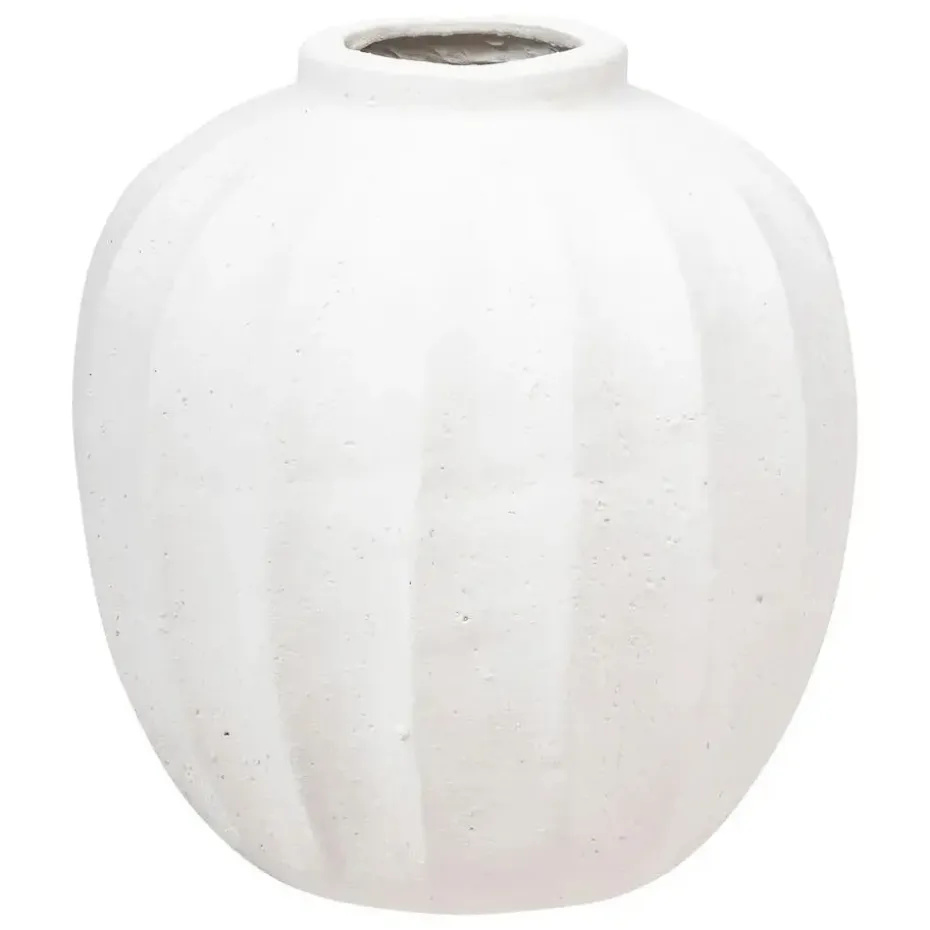 Atmosphera Bloemenvaas - creme wit - kunststeen - D25 x H28 cm