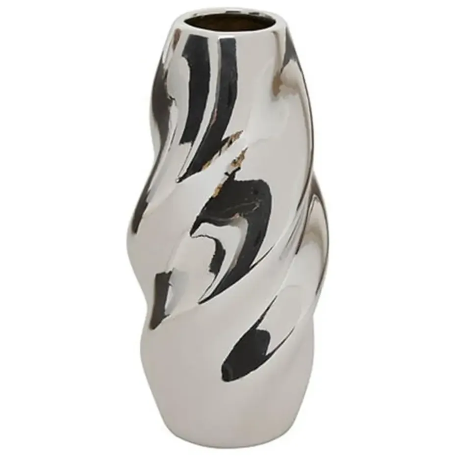 Atmosphera Bloemenvaas Silver Sky - zilver - keramiek - H21 cm