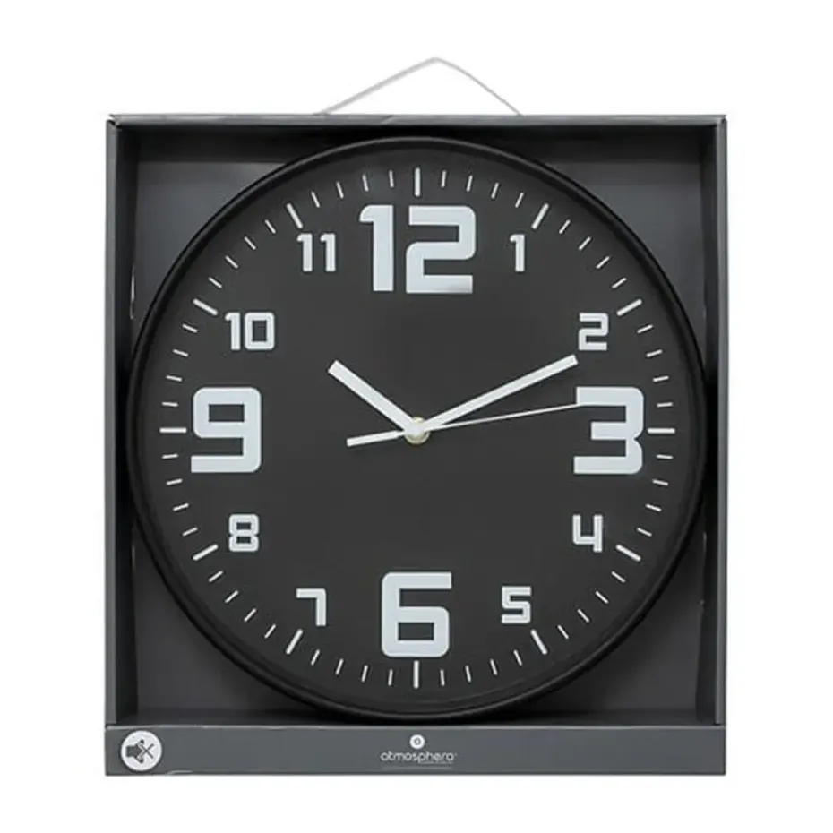 Atmosphera Elian Klok - zwart / wit - 30 cm - wandklok modern